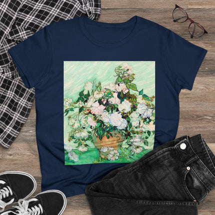 Roses by Vincent Van Gogh Women's Midweight Cotton Tee