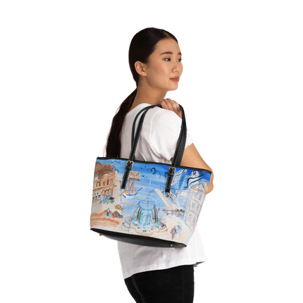 Composition au port et à la fontaine by Raoul Dufy PU Leather Shoulder Bag