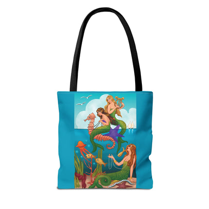 Three Mermaids with Strings of Pearls by Carlo Chiostri Tote Bag (AOP)