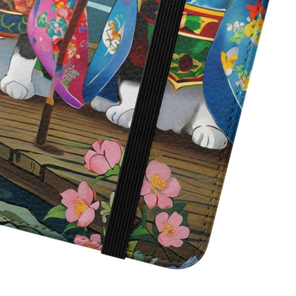 🌸🐱 Kimono Kitties Flip Case – Whimsical Elegance & Storybook Charm