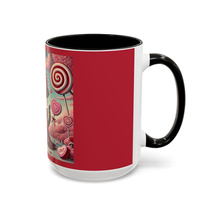 Whimsical Geisha Kitten in a Valentine Garden Colorful Mugs (11oz, 15oz)