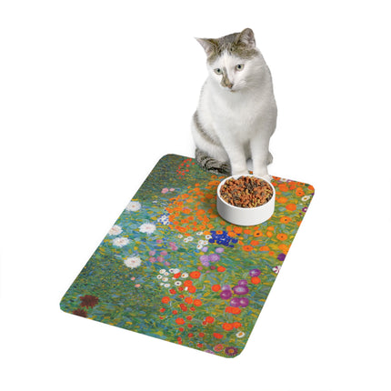 Gustav Klimt Cottage Garden Pet Food Mat – Blooming Paradise