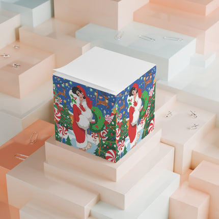 🍬🎄 The Lady Of The Peppermint Christmas Garden Note Cube – Art Deco Holiday Magic