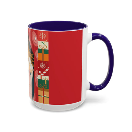 ❤️ The Lady Of The Candlelit Christmas Alcove Colorful Mug – Art Deco Holiday Elegance
