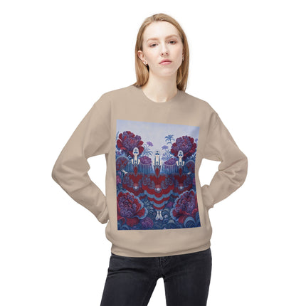 🎭🌺 The Enchanted Garden Masquerade Trio Midweight Crewneck Sweatshirt – Art Deco Floral Elegance