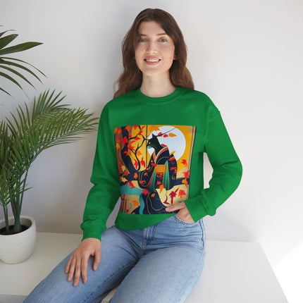 Black Cat in Kimono Unisex Heavy Blend™ Crewneck Sweatshirt