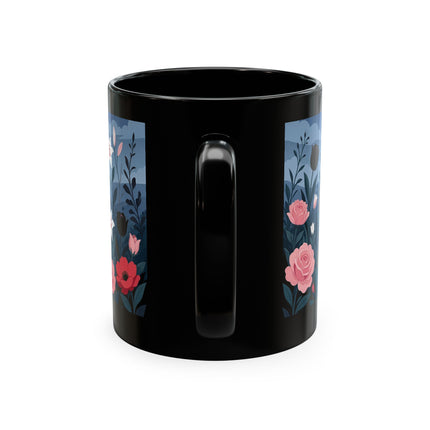 🌹🖤 The Lady Of The Midnight Rose Garden Ceramic Mug – Art Deco Floral Elegance