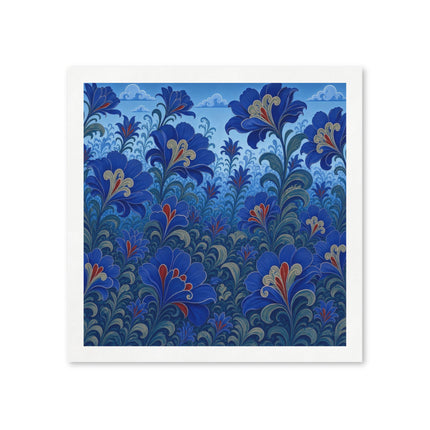💙🌿 The Sapphire Blue Enchanted Blossom Garden Napkins – Elegant Botanical Floral Art