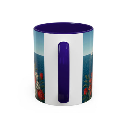 ⛵🌹 The Seaside Rose Traveler Colorful Mug – Art Deco Floral Elegance