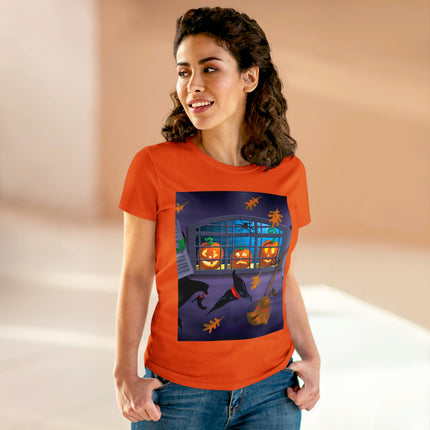 Whimsical Halloween Mischief Women's Midweight Cotton Tee