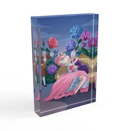 🌹💋 The Lady Of The Secret Rendezvous Acrylic Art Block – Art Deco Romantic Whimsy