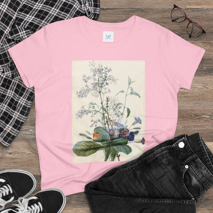 A Bouquet of Flowers with Insects by Pierre Joseph Redouté Women's Midweight Cotton Tee