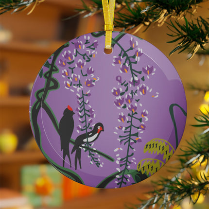 Songbirds in Wisteria Garden Glass Ornament
