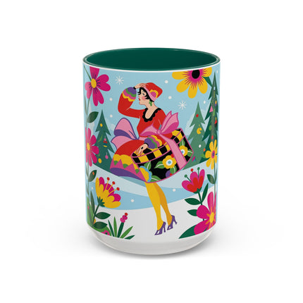 🌸🎄 Christmas In The Winter Garden Colorful Mug – Whimsical Holiday Fantasy