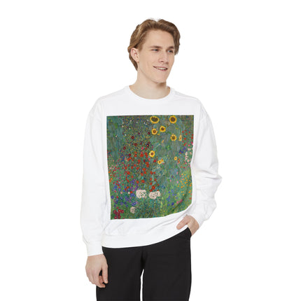 Farm Garden with Sunflowers by Gustav Klimt Unisex Garment-Dyed Sweatshirt