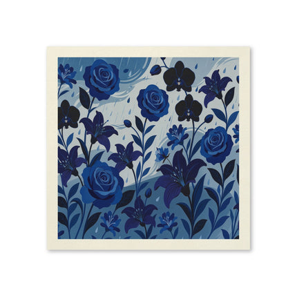 🌹💙 The Midnight Blue Rose And Orchid Garden Napkins – Art Deco Floral Elegance