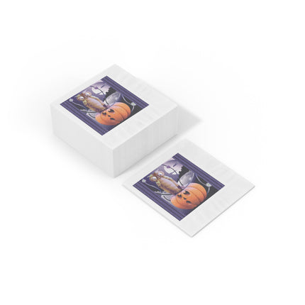 The Startled Pumpkin White Coined Napkins