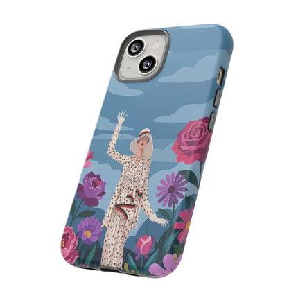 🌺👒 The Grand Flower Promenade Phone Case – Art Deco Fashion Illustration