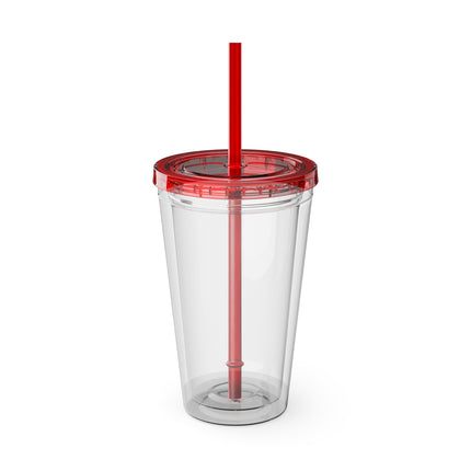 Geisha Kitten’s River Voyage Sunsplash Tumbler with Straw, 16oz