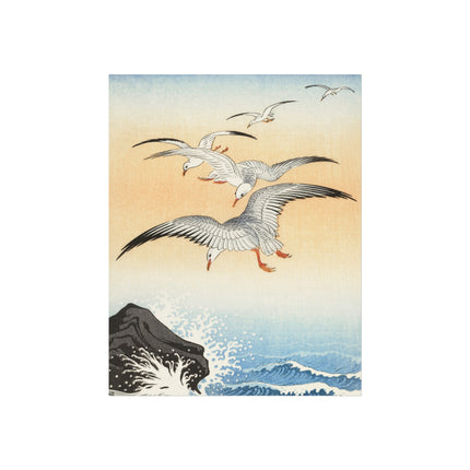 Five Seagulls Above Turbulent Sea by Ohara Koson Fine Art Posters