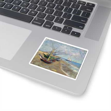 Fishing Boats on the Beach at Saintes-Maries by Vincent Van Gogh Kiss-Cut Stickers (4 Sizes)