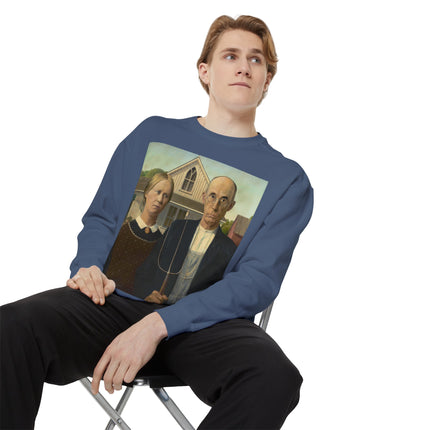 American Gothic by Grant Wood Unisex Garment-Dyed Sweatshirt