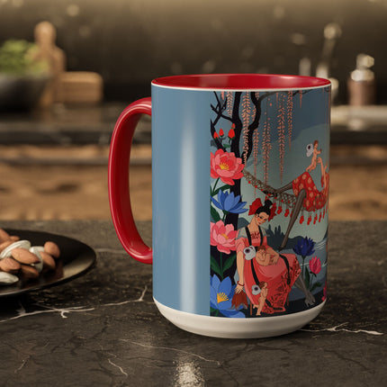 The Ladies Of The Enchanted Hammock Colorful Mugs – Art Deco Whimsical Garden Elegance