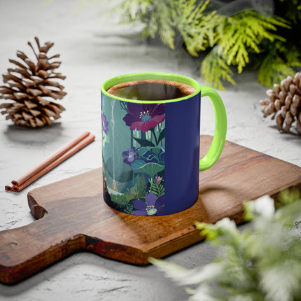 The Lady Of The Moonlit Fountain Colorful Mugs – Art Deco Botanical Serenity