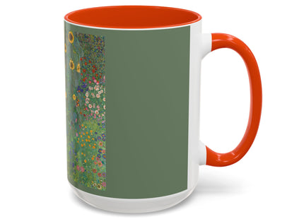 Farm Garden with Sunflowers by Gustav Klimt Colorful Mugs (11oz, 15oz)