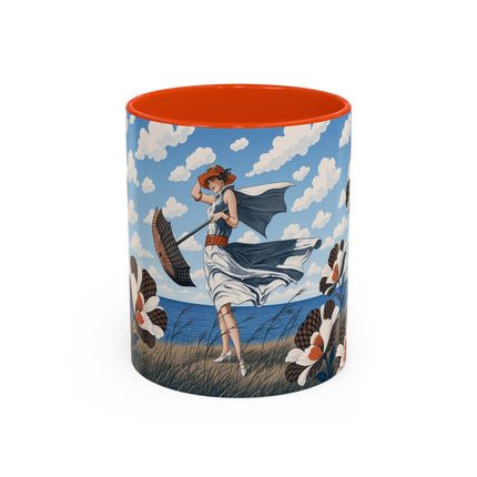 🌊🌼 The Windswept Seaside Promenade Colorful Mug – Art Deco Coastal Elegance