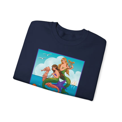 Three Mermaids with Strings of Pearls by Carlo Chiostri Heavy Blend™ Crewneck Sweatshirt