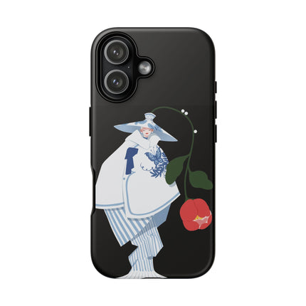 Blue & White Porcelain Geisha Phone Case – Elegant Mystery & Floral Grace