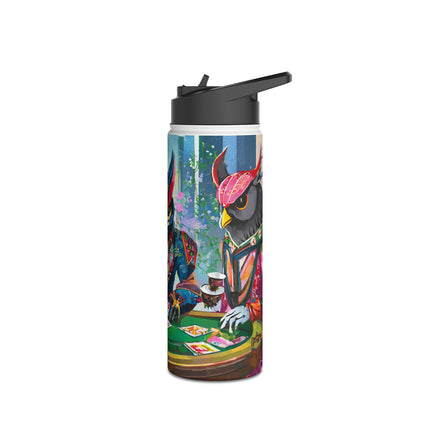 Cyberpunk Owl & Raven Stainless Steel Water Bottle