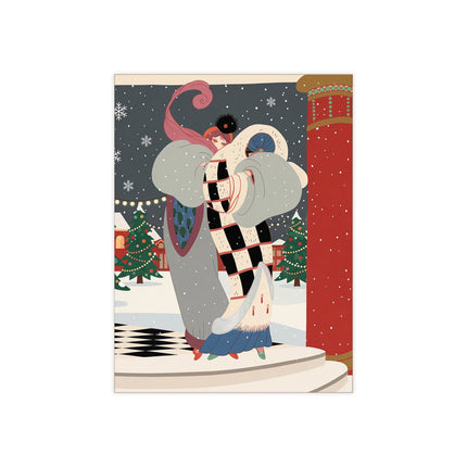 ❄️🎄 The Winter Couture Promenade Ceramic Tile – Art Deco Christmas Elegance