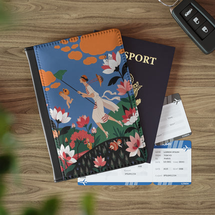 🪁🌺 The Lady Of The Flying Garden Passport Cover – Art Deco Floral Fantasy