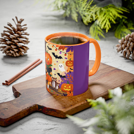 🎃🐈‍⬛ The Pumpkin Child’s Halloween Parade Colorful Mug – Whimsical Storybook Charm