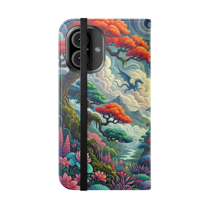 Mystic Guardian of the Sky Flip Case – Warrior Fairy & Turquoise Dragon