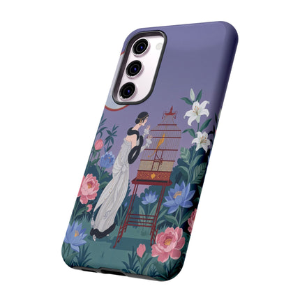 🌸🐦 The Lady Of The Garden Birdcage Phone Case – Art Deco Floral Elegance