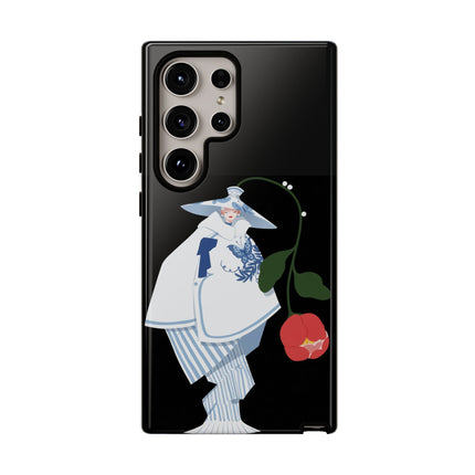 Blue & White Porcelain Geisha Phone Case – Elegant Mystery & Floral Grace