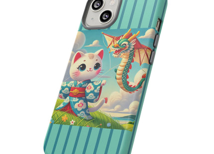 Geisha Kitten and the Dragon Kite Phone Cases