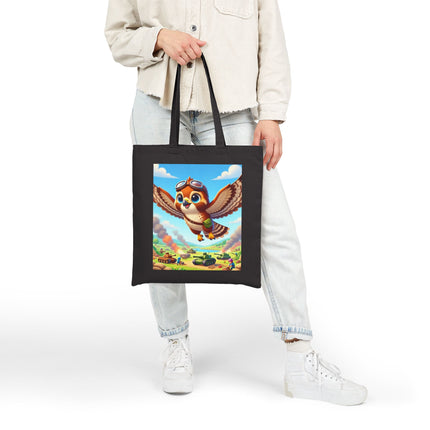 The Red-Tailed Hawk in Battle Cotton Canvas Tote Bag – Flight, Courage & High-Flying Adventure