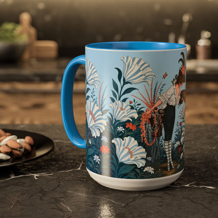 🎨💙 The Enchanted Garden Artist Colorful Mug – Art Deco Floral Whimsy
