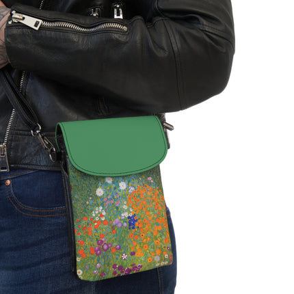 Cottage Garden by Gustav Klimt Small Cell Phone Wallet