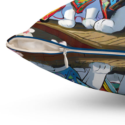 Kimono Kitties Spun Polyester Square Pillow