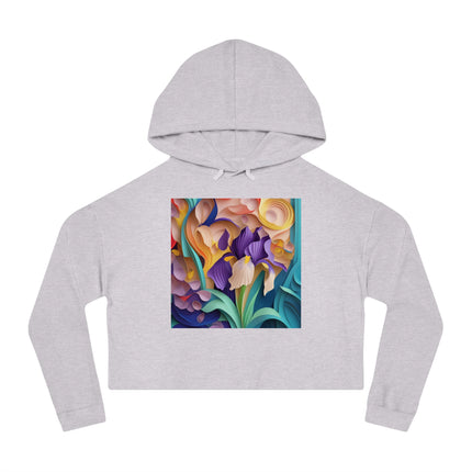 The Elegant Iris Flower Women’s Cropped Hooded Sweatshirt