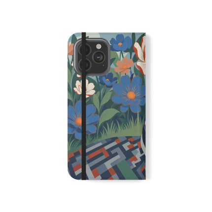 🌺🪞 The Lady Of The Grand Flower Salon Flip Case – Art Deco Floral Elegance