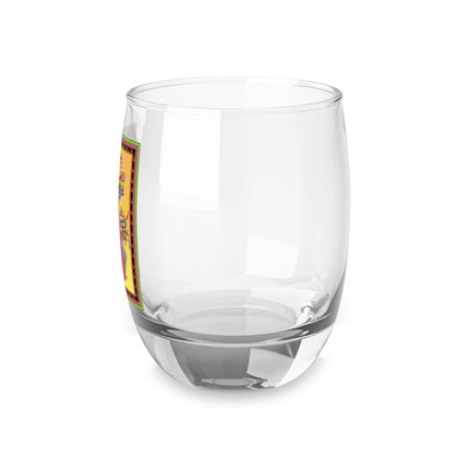 Elegant Holiday Woman with Gifts Whiskey Glass