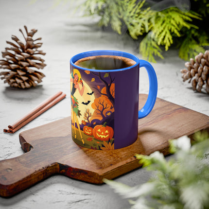 🌕🍂 Autumn Song Beneath The Harvest Moon Colorful Mug – Whimsical Halloween Charm