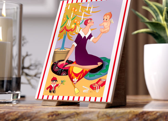 Art Deco Christmas Ceramic Tile