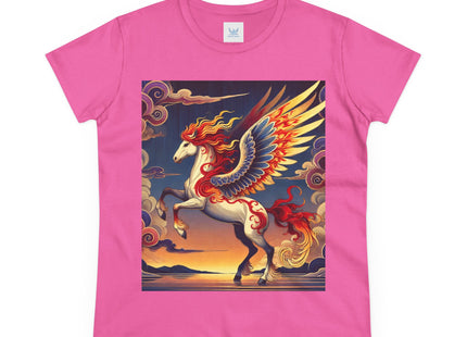 Flame-Winged Horse at Sunset Women's Midweight Cotton Tee
